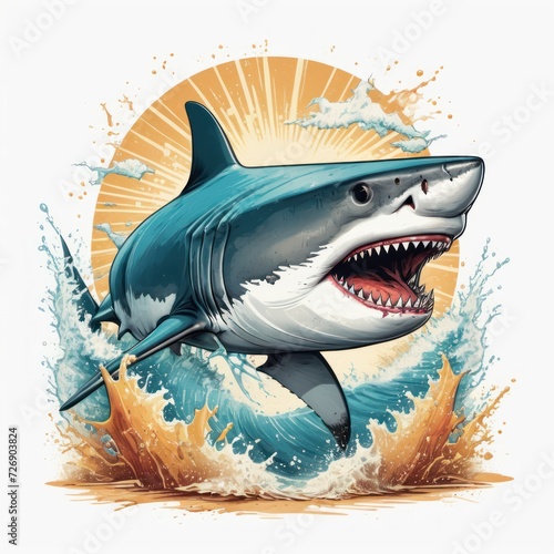 shark. colorful shark digital illustration