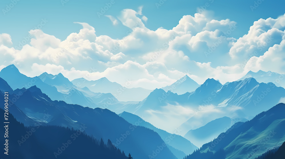 Stunning mountains, panoramic peaks PPT background Stunning mountains, panoramic peaks PPT background