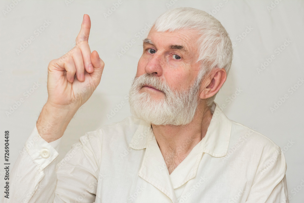 elderly man doctor showing up thumb attention elderly man doctor showing up thumb attention