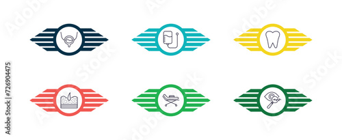 outline icons collection with infographic template. linear icons from medical concept. editable vector included bladder, perfusion, molar tooth, dermis, hospital bed side view, eye scanner medical