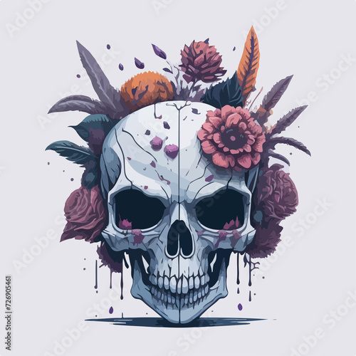 Spring has sprung with this gorgeous t-shirt design featuring a rocking skull and beautiful floral artwork. photo