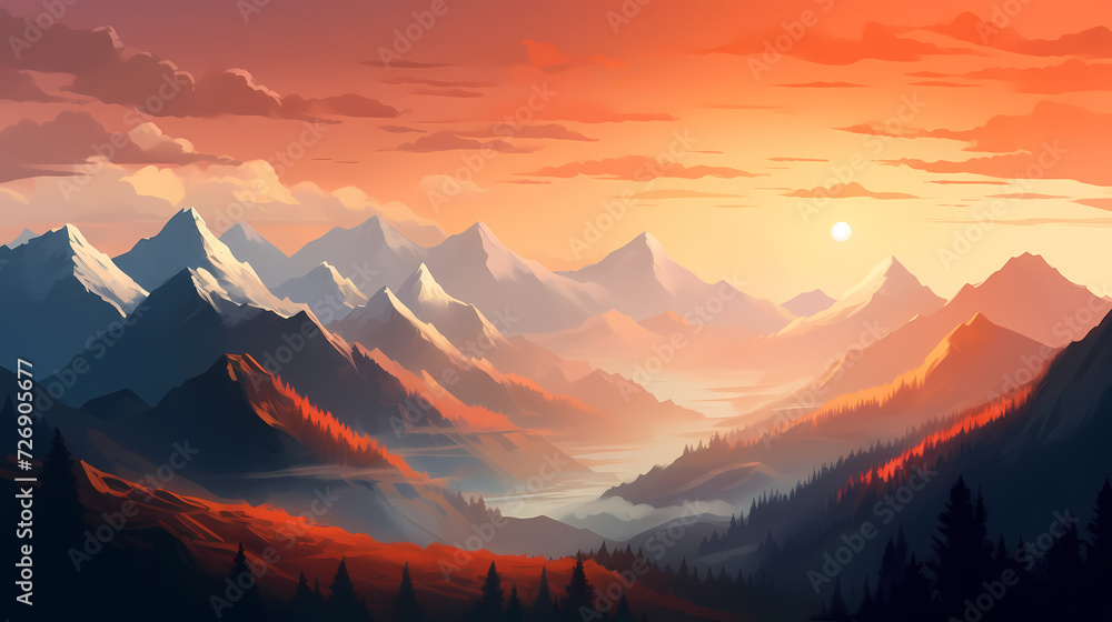 Stunning mountains, panoramic peaks PPT background