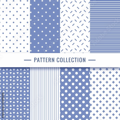Geometric Seamless Pattern Collection Blue Colors
