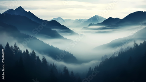 Mountain peak illustration, mountain aerial photography PPT background illustration © ma