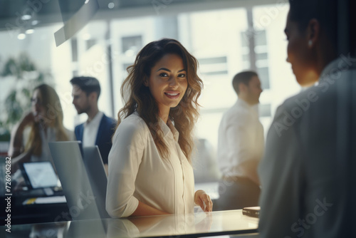 Confident businesswoman at office reception
