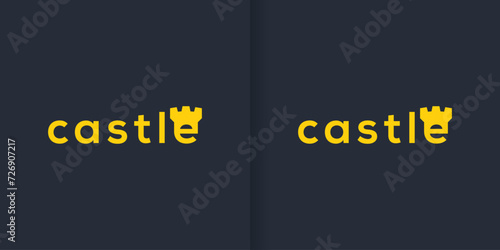 collection of simple medieval castle logo vector design templates
