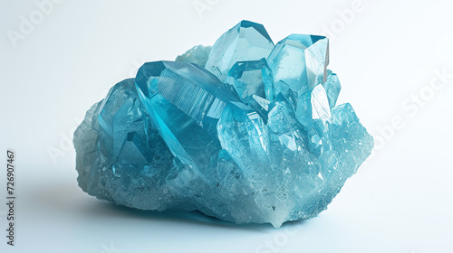 "Blue Allure: A Gleaming Study of Aquamarine Beryl and Blue Topaz Crystals Isolated on White Background, Versatile for Research, Education, Art, and Hobby Purposes"