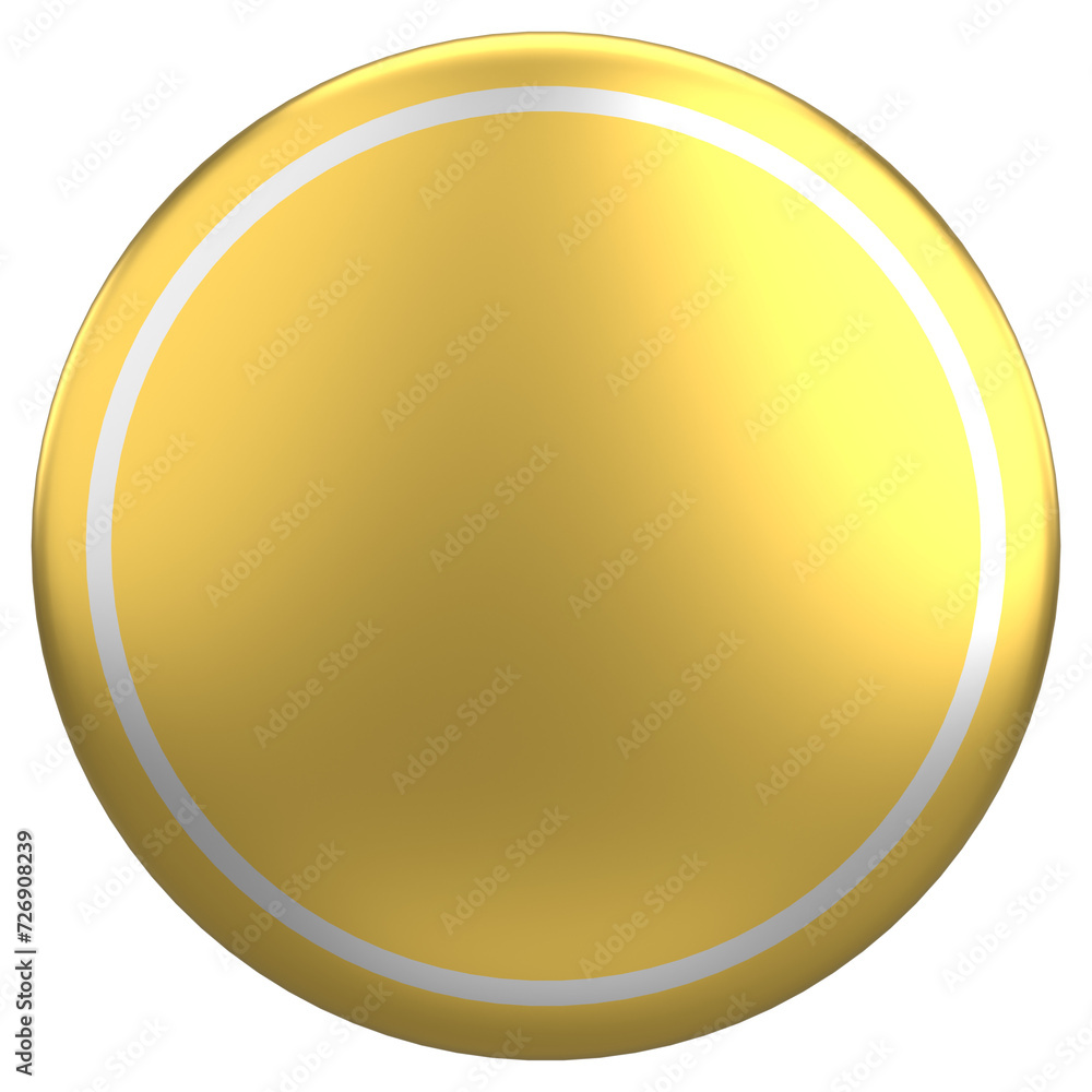 3D circle button. Empty button. 3D illustration.