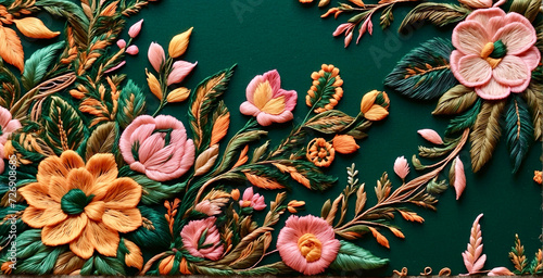 Traditional Colombian embroidery art floral design photo