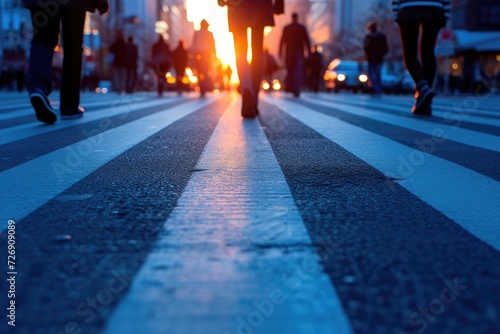 Businesspeople using the street zebra crossing. Generative Ai.