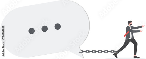 Communication problem or overload. Lots of messages or spam. There were more attendees than necessary. Useless message box. Businessman stumbles upon a speech bubble.

