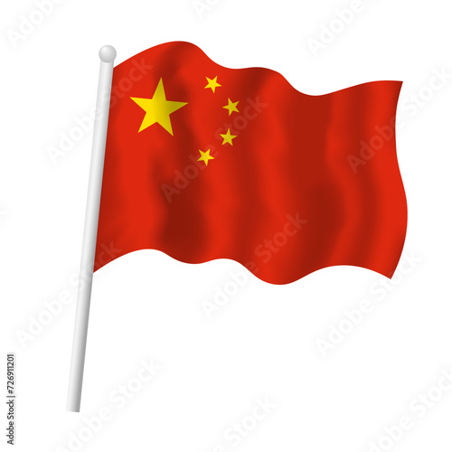 Canvas Print China flag on flagpole waving in wind