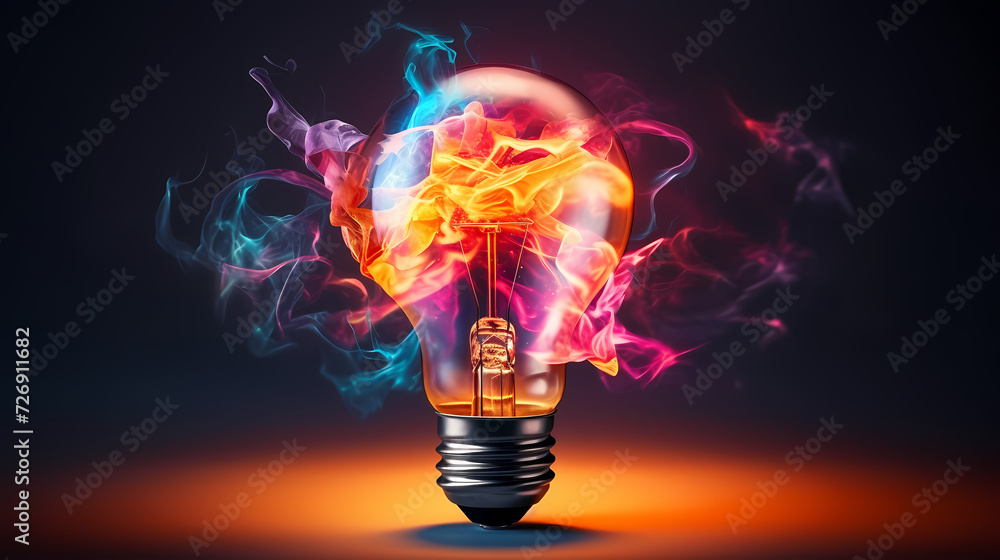 Creative human brain concept, creative light bulb background Creative human brain concept, creative light bulb background