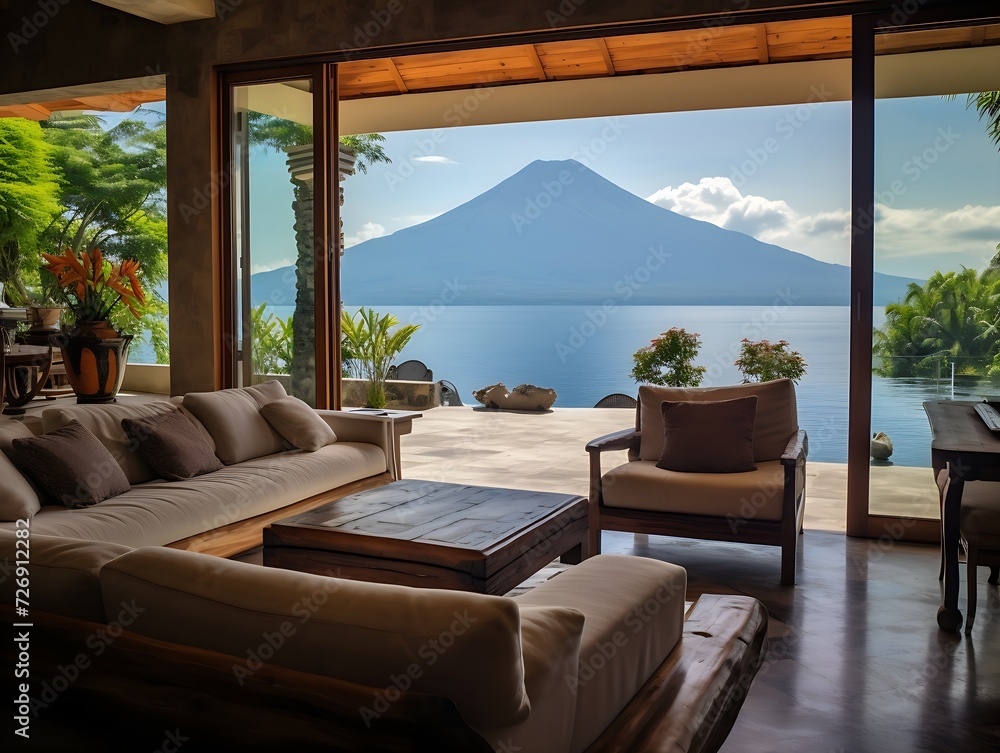 Oceanfront villa nestled on the shores of a lake in Guatemala