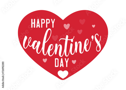 Happy valentines day text isolated on red heart. Heart shape vector for valentines day 