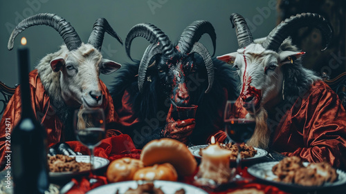 Demons in the form of goats perform a bloody ceremony at dinner.