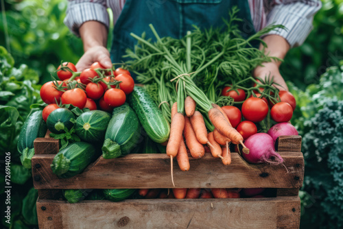 Fresh Organic Vegetables in Wooden Crate