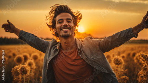 portrait of calm happy smiling free man with