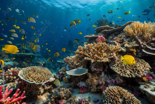 The symphony of coral reefs and colorful fishes
