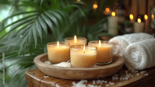 Spa still life with aromatic candles 