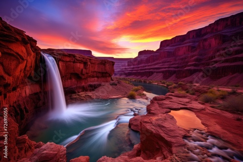 waterfalls sunset