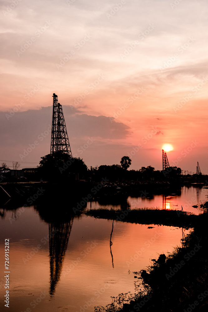 Silhouette, construction team working for industry background. Silhouette, construction team working for industry background.
