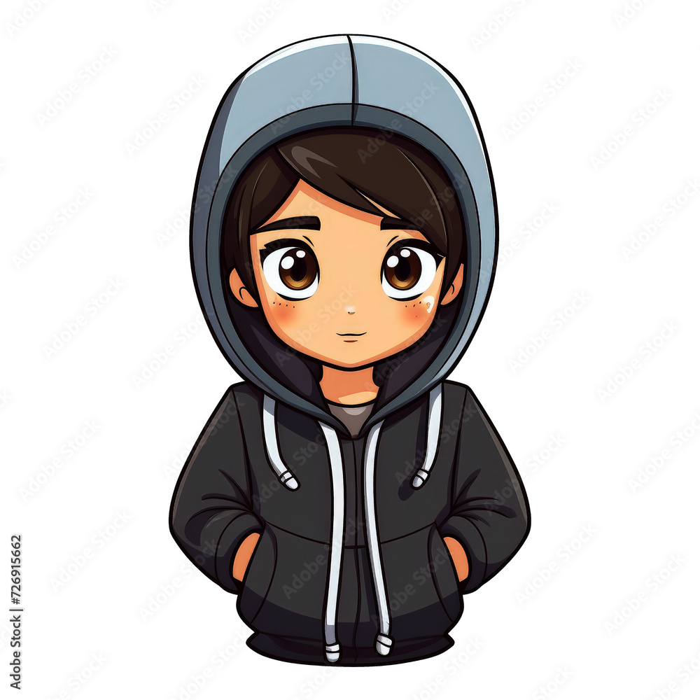 Stylish girl cartoon with hoodie. Beautiful girl wearing jacket cartoon Stylish girl cartoon with hoodie. Beautiful girl wearing jacket cartoon