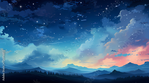 Sparkling starry night sky background © jiejie