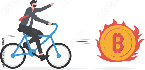 Chasing high performance active mutual fund, buying rising star stock or funds, catch or grab hot ETFs concept, businessman investor run chasing try to catch high performance attractive dollar coin.

