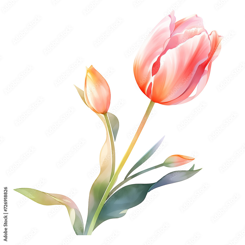 Fototapeta premium beautiful watercolour of Tulip isolated background