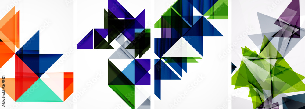 Triangle poster geometric background set Triangle poster geometric background set