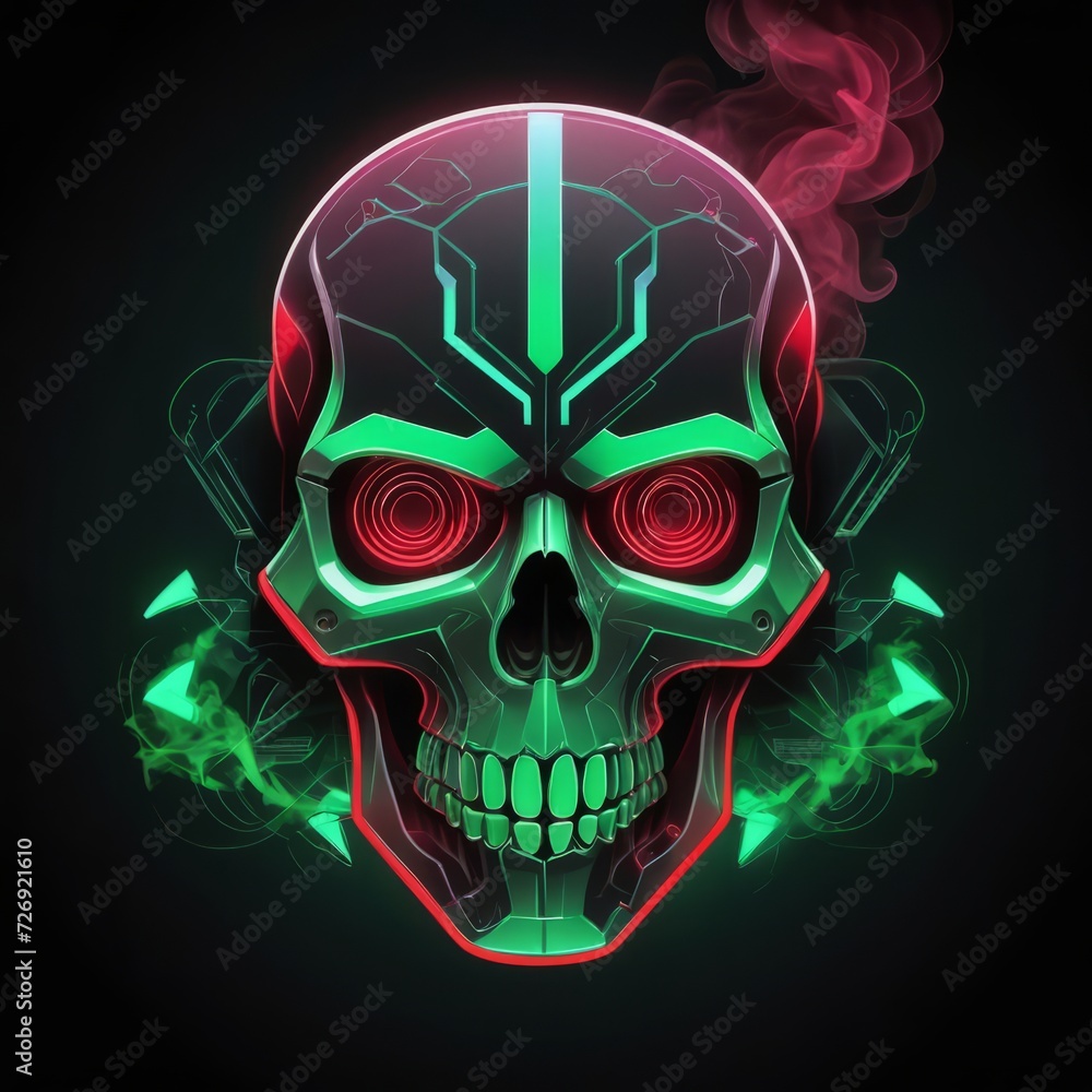 Skull mask character neon design Skull mask character neon design