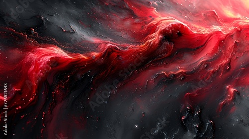 Abstrakte Schmelze: Rot durchzogen im dunklen Grund photo
