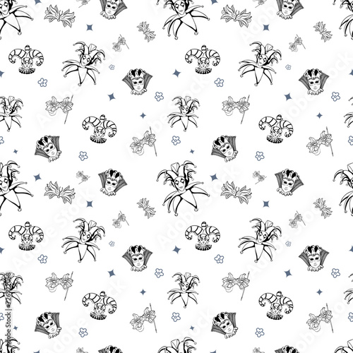 Vector pattern with harlequin masks,carnival masks