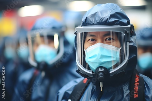 Man wearing protective face mask for protect