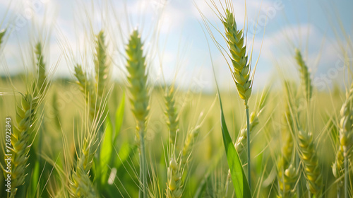 Golden Wheat Field Under Blue Sky: High Quality, Royalty-Free Stock Image Perfect for Agriculture, Nature, and Countryside Themes