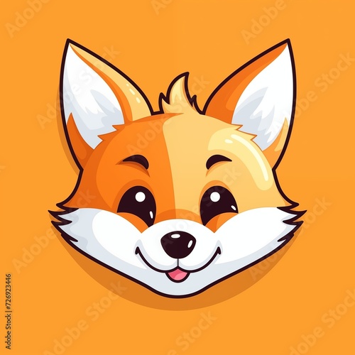 Simple Cute Cartoon Design of Fox Head Isolated on Brown Background. Generative AI