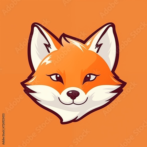 Asian Cartoon Fox Head Isolated on Brown Background. Generative AI