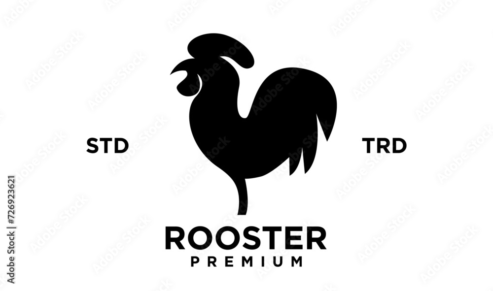 Fototapeta premium Rooster silhouette icon Vector illustration on white background. template