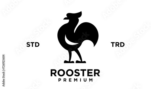 Rooster silhouette icon Vector illustration on white background. template