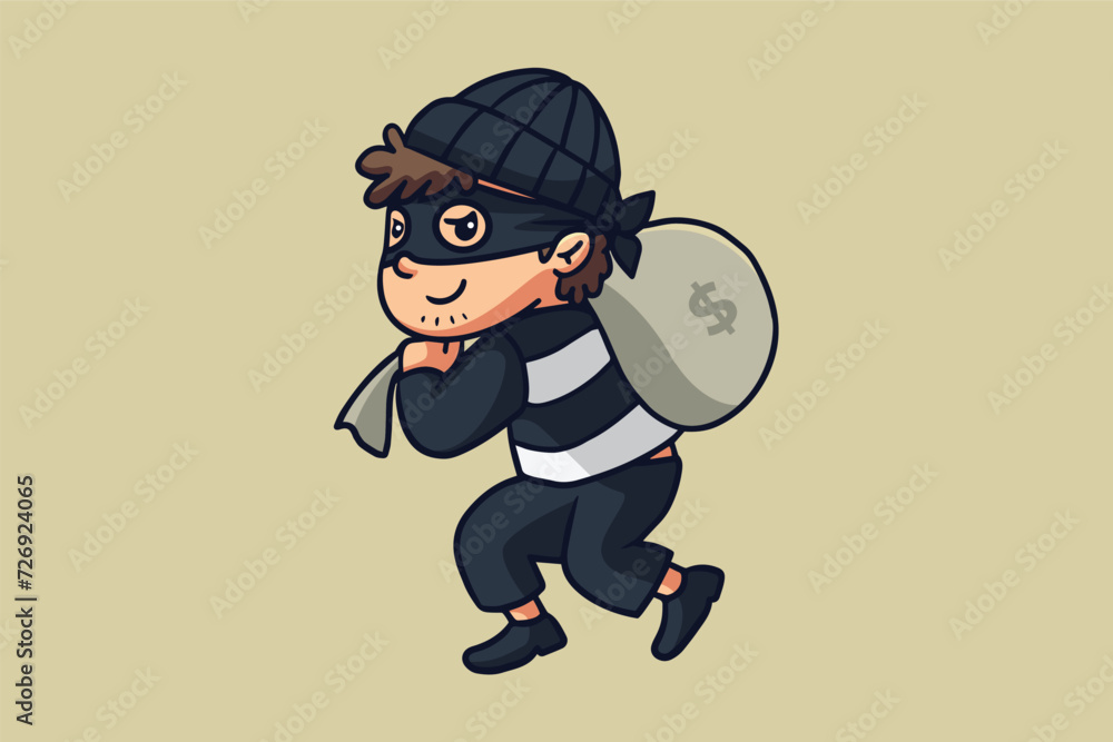 Cute Thief Cartoon Character Illustration Cute Thief Cartoon Character Illustration