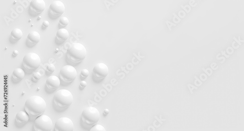 Abstract background design. white 3D balls on white background. Liquid Bubble. skin care cosmetics solution. cosmetic background. Macro Shot of Natural Organic Cosmetics