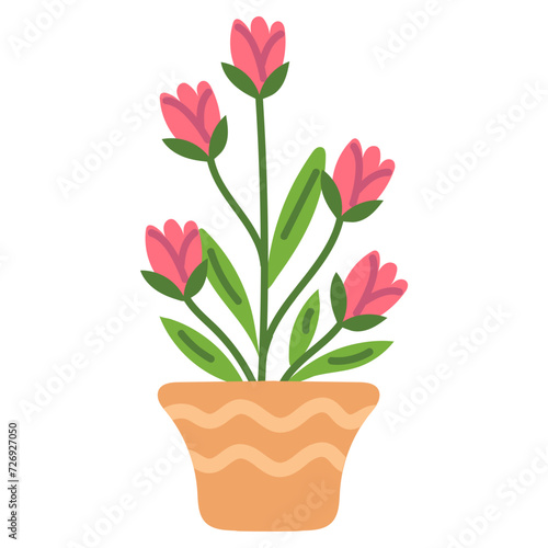 Flowers and Plant pots. illustration vector