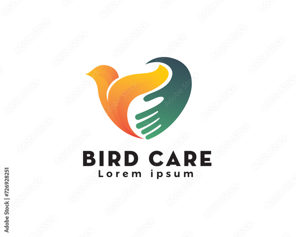 bird care heart logo icon symbol design template illustration inspiration