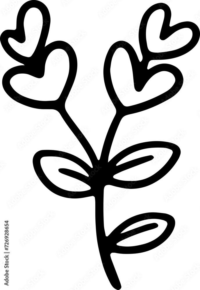 The veiled ghost is on Valentine's Day. cute hand drawn vintage style retro illustration