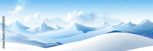  snow hills landscape and blue sky illustration photo Winter snowdrift background.