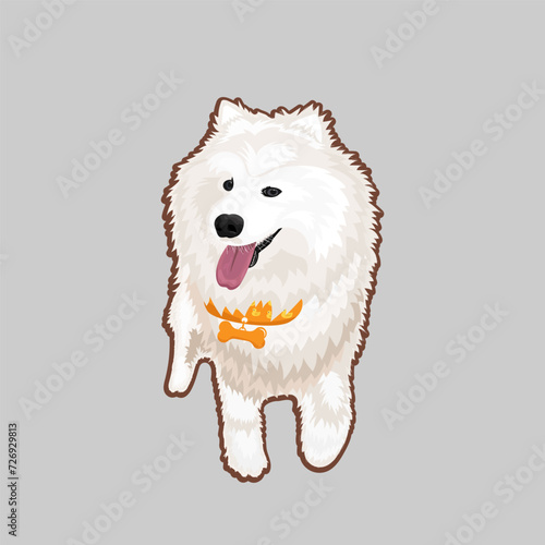 Cute White Dog Illustration Vector 