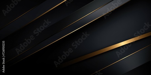 Gold line Black luxury abstract background overlap layers on dark space effect decoration. Graphic design element elegant style concept no curve