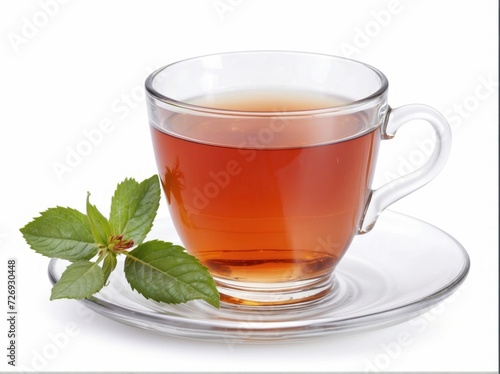 Cup of hot tea isolated on white