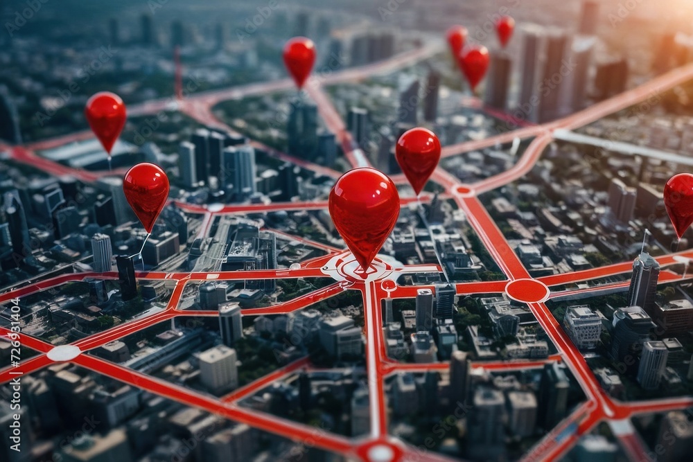 City map with symbols shown Red - 1000 F 726931404 ScQ8NNVSWOUKdCRn5ar6RouVA1KkgrW5 